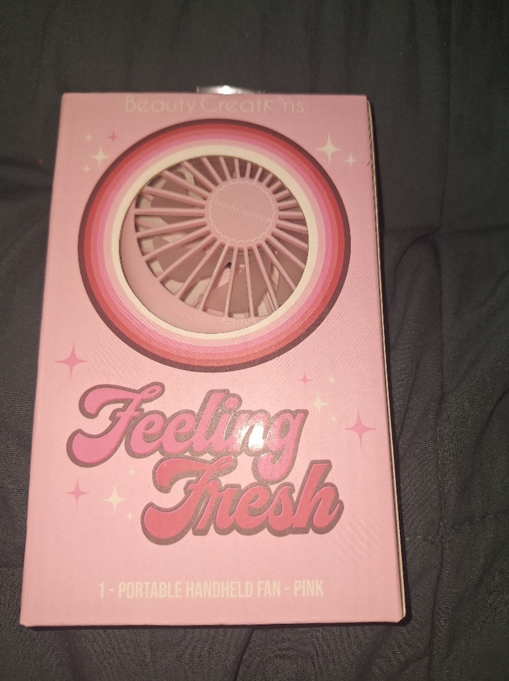 Pink 'Feeling Fruity' Portable Fan - Pink Rainbow Accent